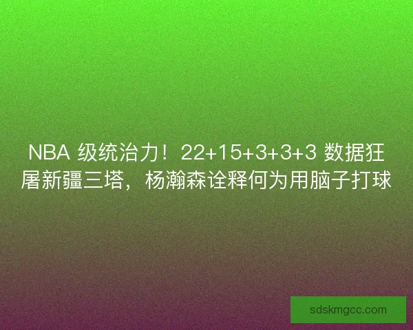 NBA 级统治力！22+15+3+3+3 数据狂屠新疆三塔，杨瀚森诠释何为用脑子打球
