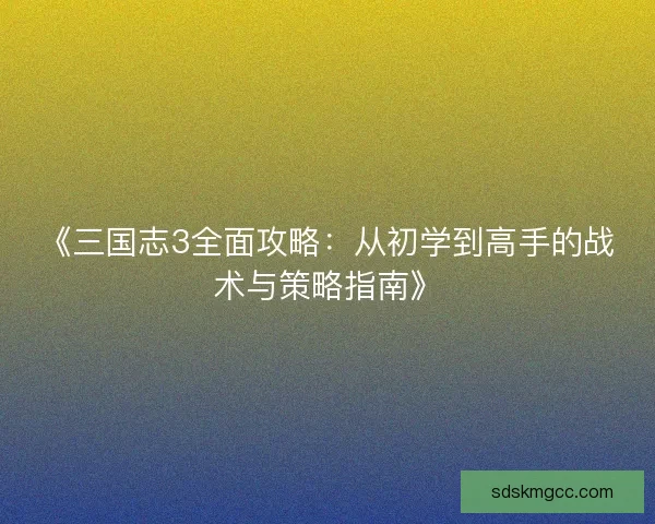 《三国志3全面攻略:从初学到高手的战术与策略指南》 《三国志3全面攻略:从初学到高手的战术与策略指南》