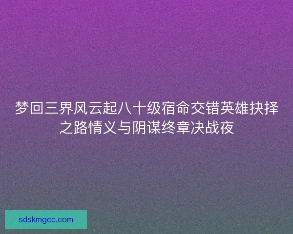 梦回三界风云起八十级宿命交错英雄抉择之路情义与阴谋终章决战夜 梦回三界风云起八十级宿命交错英雄抉择之路情义与阴谋终章决战夜