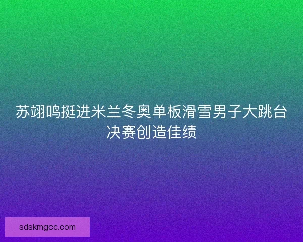 苏翊鸣挺进米兰冬奥单板滑雪男子大跳台决赛创造佳绩 苏翊鸣挺进米兰冬奥单板滑雪男子大跳台决赛创造佳绩
